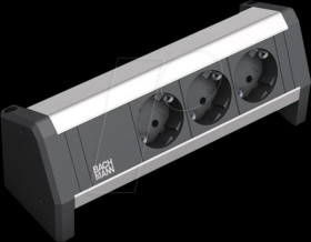 339.1002 DESK desk socket, 3-way, type F, with mounting brackets