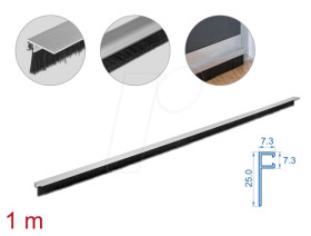 66650 Brush strip 20 mm with aluminium profile angled - length 1 m