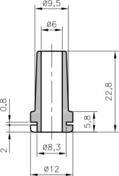Cable grommet, cable Ø 6 mm, L 22.8 mm, neoprene, black, 02530061010