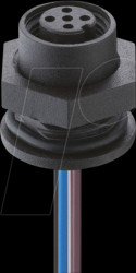 1221 04 T16CW100 0,5M Built-in coupling, M12, 4-pin, A-coded, IP67, black
