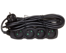 Przedłużacz 4-gniazda z/u 5m /H05VV-F 3G1/ czarny PC0415