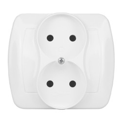 Gniazdo podwójne b/u białe AG2/11 Akord Kontakt-Simon