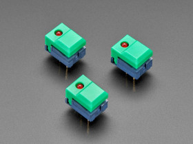 Adafruit Step Switch with LED - Three Pack of Green with Red LED - PB86