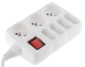 Przedłużacz 1.5m 7 gniazda Listwy zasilające typ Typ C — Europa, Typ F — niemiecki Schuko 6A 250 V