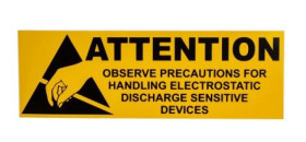 Etykieta ESD Żółty Winyl, Tekst: Attention, Uwaga, Angielski