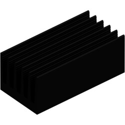 Extruded heatsink, (L x W x H) 100 x 50 x 40 mm, 3.6 to 1.25 K/W, black anodized, SK 434 100 SA