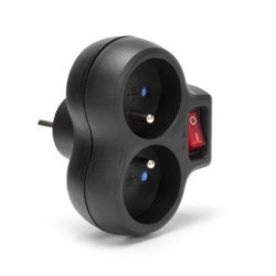 Rozgałęźnik podwójny z wyłącznikiem czarny Montis MT148-BK