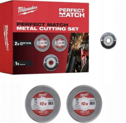 Zestaw tarcz PRO+ 125x1,0mm do cięcia metalu 20szt + nakrętka Fixtec MILWAUKEE PERFECT MATCH