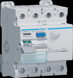 CDB663D RCD, 4-pin 10 kA 63 A 30 mA, type B