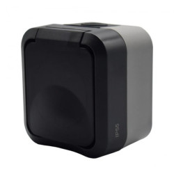 Gniazdo z uziemieniem pojedyncze natynkowe Aqua Pro IP55 szaro grafitowe klapka dymna / 60326