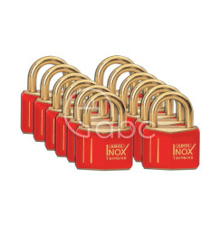 Kłódka LOTO mosiężna, szekla 21 mm, czerwona (12 szt.), 051354