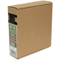 Quadrios 23CA180 Heatshrink Adhesive Black 15mm 5m 3:1 Shrink CE RoHS