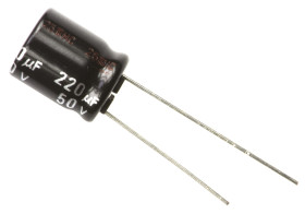 Kondensator 220μF 50V dc Radialny, Otwór przelotowy Panasonic roztaw: 5mm 10 (Dia.) x 12.5mm