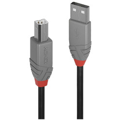 LINDY 36670 USB cable 2.0 USB-A USB-B Black Grey 0.20 m