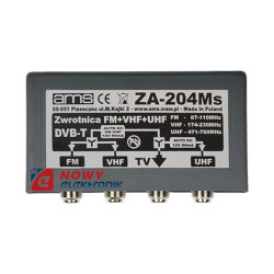 Zwrotnica antenowa ZA-204Ms AUTO DC DVB-T UHF/VHF/FM z Filtrem GSM MUX8