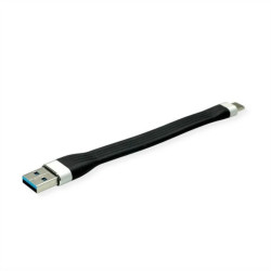 ROLINE Kabel USB 3.2 Gen 1 Silicon, A-C, M/M, czarny, 11 cm