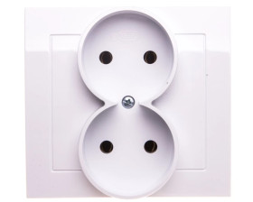 KIER Gniazdo podwójne b/u białe GP-2W/00