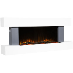 Baridi DH112 Wall Mounting Electric Fireplace with LED Flame Effect 52&quot; - Grey