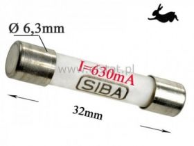 0,63A bezpiecznik ceramik, 6,3x32mm; 500V