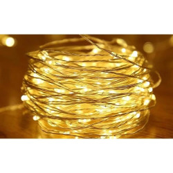 Ozdobny drucik, łańcuch LED 5m, biały ciepły 2700K, zasilanie 3xAA