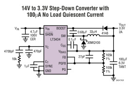 High Voltage 3A, 200kHz Step-Down Switching Regulator with 100µA Quiescent Current