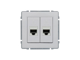 KOS 66 Gniazdo komputerowe podwójne 2xRJ45 bez ramki biały 660467 KOS