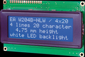 EA W204B-NLW LCD module, 4x20, H:4.8mm, bl/ws, w.Bel.