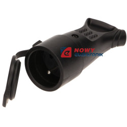 Gniazdo sieciowe 230V gumowe IP44 na kabel z uchwytem