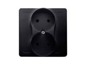 SIMON BASIC Gniazdo bez uziemienia podwójne monoblok z ramką zaciski śrubowe grafit matowy BMG2/28 KONTAKT SIMON