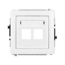 DECO Mechanizm gniazda multimedialnego podwójnego bez modułu (standard Keystone), biały mat 25DGM-2P