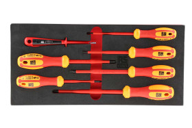 Zestaw wkrętaków RS PRO Pozidriv, płaska 7 szt. długość całkowita 100 mm (płaski), 125 mm (płaski), 150 mm (płaski)