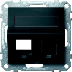 Merten System M Płytka centralna gniazda komputerowego podwójnego ukośnego RJ45 antracyt MTN4568-0414