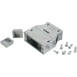 D-Sub connector housing, size: 3 (B), straight 180°, angled 45°, cable Ø 12 x 0.9 mm, zinc die casting, metal, 600X51125X