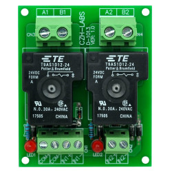 CZH-Labs 24V Passive 2 SPST-NO 30Amp Power Relay Module Board.