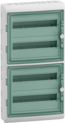 Small distributor, 4x18 HP, (H x W x D) 842 x 448 x 160 mm, IP65/IK09, polymer, light gray, 13437