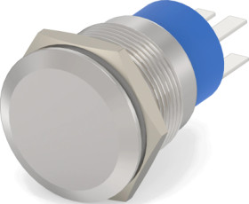Vandal-proof pushbutton, 2 pole, silver, unlit , 5 A/250 V, mounting Ø 19.2 mm, IP67, 2213763-5