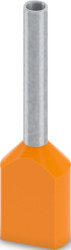 Insulated twin wire end ferrule, 0.5 mm², 17 mm/10 mm long, DIN 46228-4, UL 486F-F, orange, 2100016