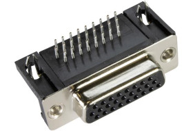 Złącze D-Sub 26-pinowe Żeński Kątowy Lutowanie falowe raster 2.29mm
