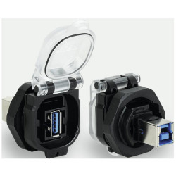 L&#xFC;tze 493117 Mounting Socket USB 3.0 A/B F/F 180&#xB0; Shielded Hinged Lid