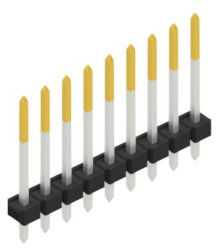 Pin header, 9 pole, pitch 2.54 mm, straight, black, SLLP11649S