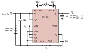15V, 200mA Synchronous Buck-Boost DC/DC Converter with 1.3μA Quiescent Current
