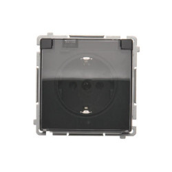 Simon Basic Gniazdo wtyczkowe Schuko do wersji IP44 (moduł) 16A, 250V~,zaciski śrubowe grafit matowy. Klapka transparentna BMGSZ