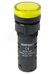Kontrolka AD16-16E/Y-12VAC/DC;16mm; źółta;podśw.LED 12V;IP40;ONPOW