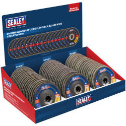 Sealey FD115EMIXDB 115mm Aluminium Oxide Flap Discs Assorted Grit 22m