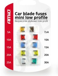 Zestaw bezpieczników samochodowych 5-30A MINI niski profil (10szt)