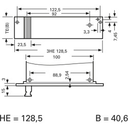 Part front panel, with circuit board holder and handle bar, die-cast aluminum, (W) 40.6 mm, 8 HP, 34 405 377 00