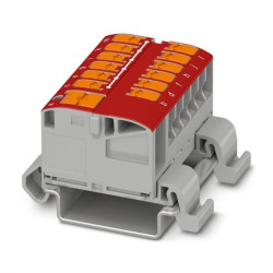 Blok rozdzielczy PTVFIX 6/12X2,5-NS35A RD, czerwone złącze przemysłowe - 12 punktów przyłączeniowych o przekroju 2,5mm2