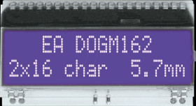 EA DOGM162B-A LCD text module, 48.3 x 12 mm, blue