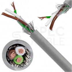 Kabel sterowniczy TECHNOTRONIK LIYCY 3x0,25mm2 szary 300/300V ekranowany olejoodporny linka Technokabel