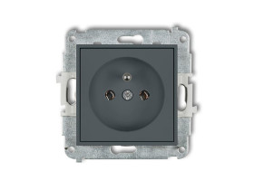 MINI Gniazdo pojedyncze z uziemieniem (bez przesłon torów prądowych) grafitowy mat 28MGP-1z KARLIK